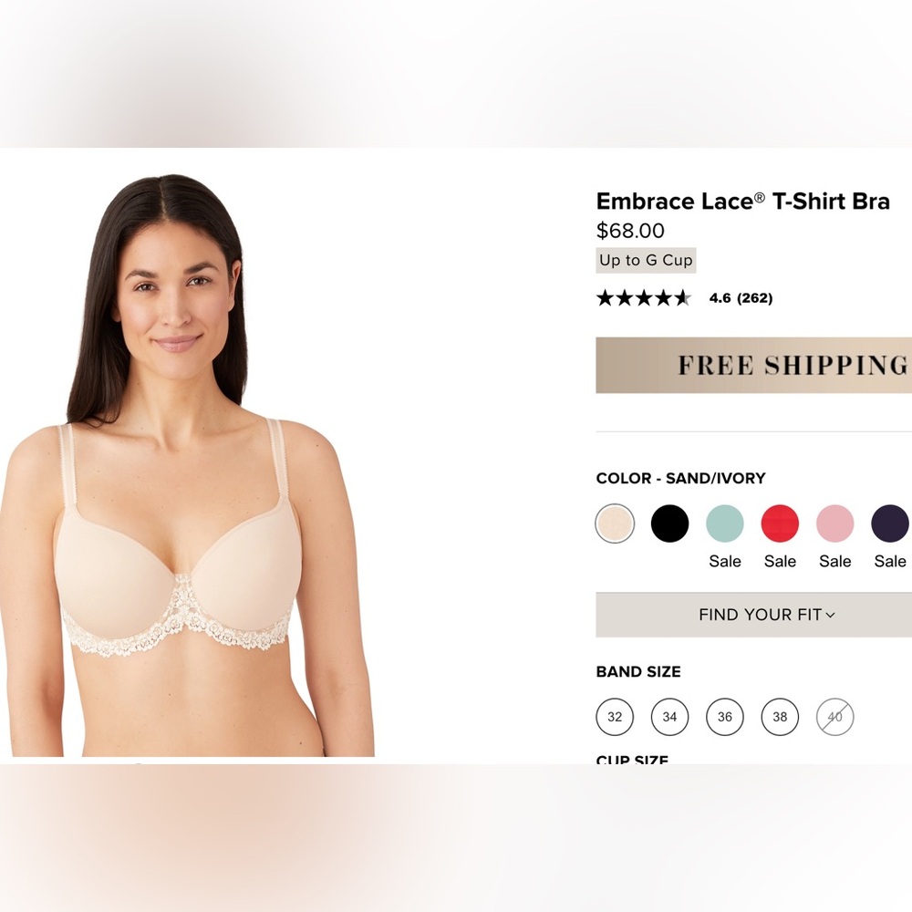 Wacoal black with white lace bra